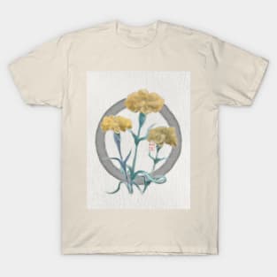 zen circle with sumiE watercolor yellow carnations T-Shirt